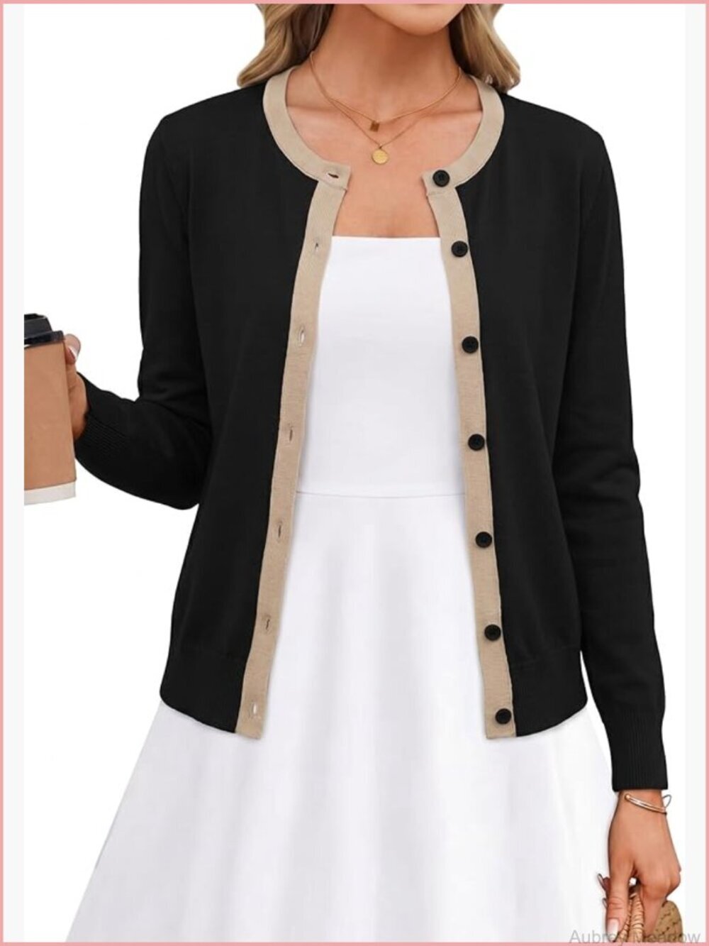 Wool Blend Lightweight Color Block Cardigan Sweater Top